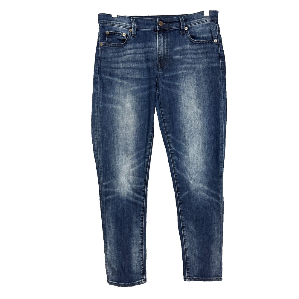 Gap 1969‎ Jeans Womens 27R Blue Girlfriend Whiskering Cotton Stretch Mid Rise